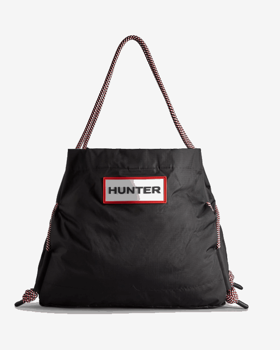 UK Hunter Men Travel Ripstop Recycled Nylon Beach Bag Black/Red Box Logo 28BV379
