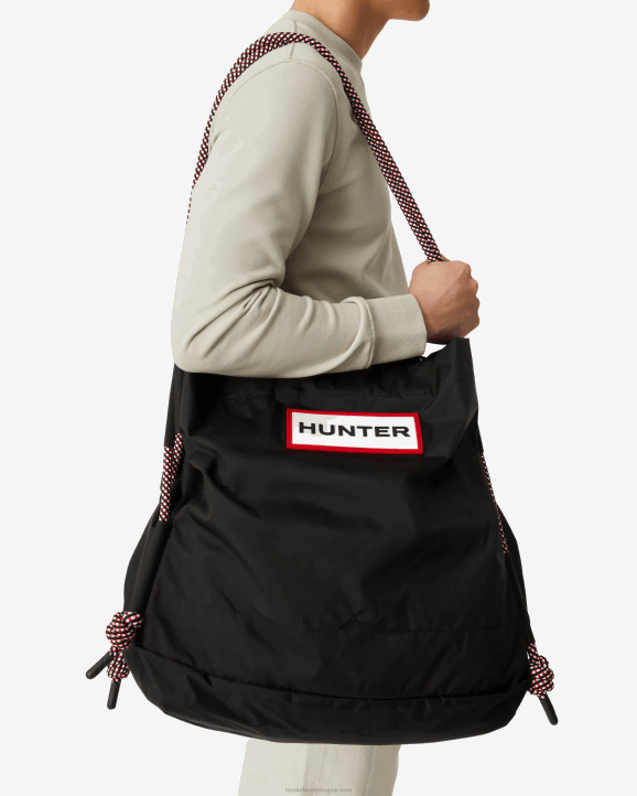 UK Hunter Men Travel Ripstop Recycled Nylon Beach Bag Black/Red Box Logo 28BV379