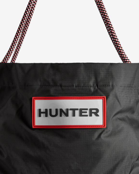UK Hunter Men Travel Ripstop Recycled Nylon Beach Bag Black/Red Box Logo 28BV379