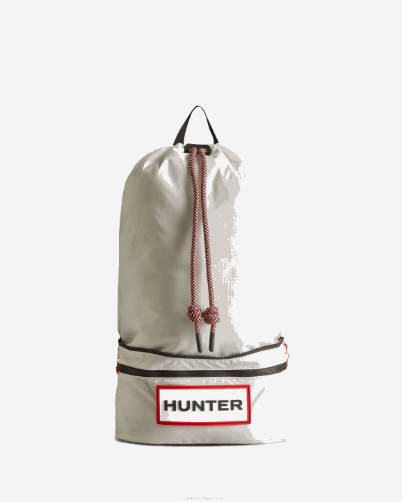 UK Hunter Men Travel Ripstop Recycled Nylon Two-Way Backpack White/Red Box Logo 28BV407