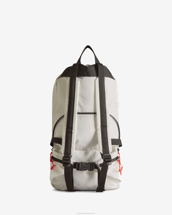 UK Hunter Men Travel Ripstop Recycled Nylon Two-Way Backpack White/Red Box Logo 28BV407