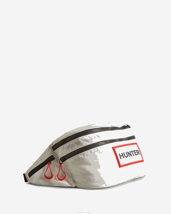 UK Hunter Men Travel Ripstop Recycled Nylon Two-Way Backpack White/Red Box Logo 28BV407