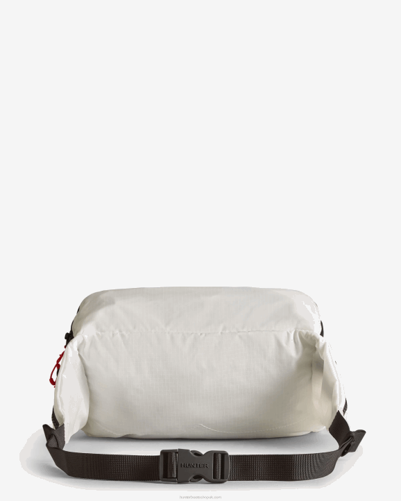 UK Hunter Men Travel Ripstop Recycled Nylon Two-Way Backpack White/Red Box Logo 28BV407