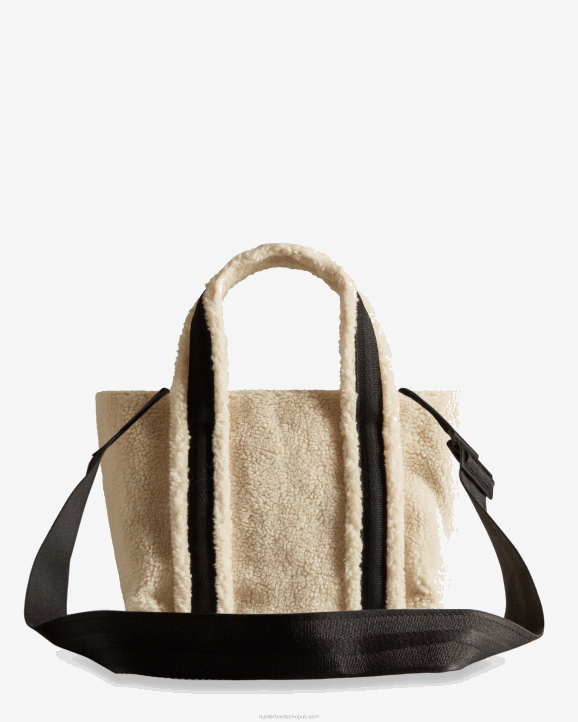 UK Hunter Men Wanderer Vegan Shearling Mini Tote Bag White Willow 28BV499