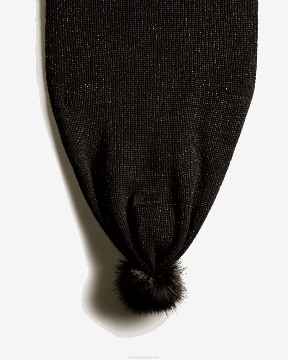 UK Hunter Men Glitter Lurex Pompom Scarf Black Multi 28BV484