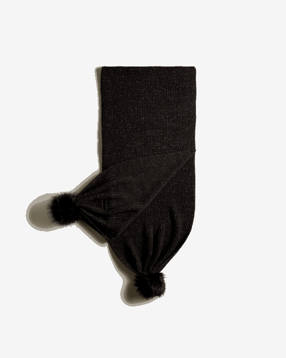 UK Hunter Men Glitter Lurex Pompom Scarf Black Multi 28BV484