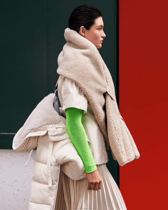 UK Hunter Men Wanderer Vegan Shearling Pull Through Scarf White Willow 28BV496