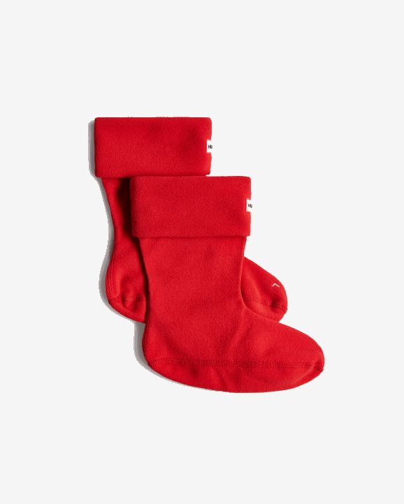 UK Hunter Men Recycled Fleece Cuff Short Boot Socks Military Red 28BV400