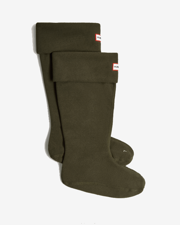 UK Hunter Men Recycled Fleece Cuff Tall Boot Socks Dark Olive 28BV397