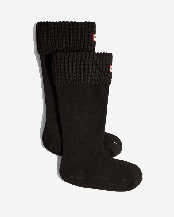 UK Hunter Men Recycled Half Cardigan Cuff Tall Boot Socks Black 28BV489