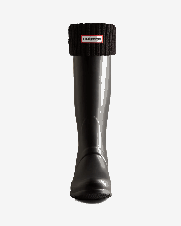 UK Hunter Men Recycled Half Cardigan Cuff Tall Boot Socks Black 28BV489