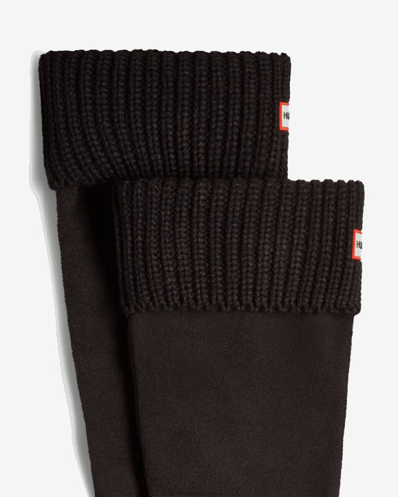 UK Hunter Men Recycled Half Cardigan Cuff Tall Boot Socks Black 28BV489