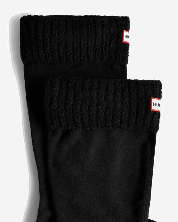 UK Hunter Men Recycled Nylon Blend Cuff Tall Boot Socks Black 28BV480