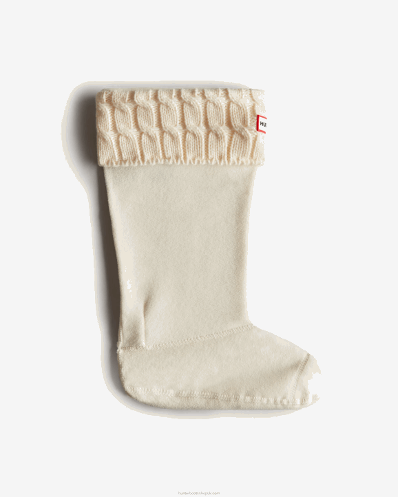 UK Hunter Women 6 Stitch Cable Knitted Cuff Tall Boot Socks Hunter White 28BV475