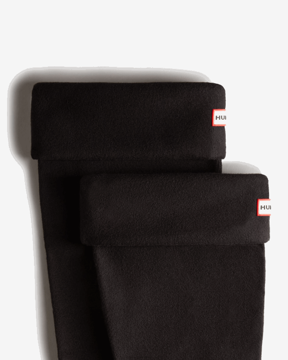 UK Hunter Women Recycled Fleece Cuff Wide Tall Boot Socks Black 28BV487