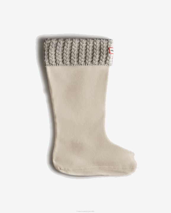 UK Hunter Women Recycled Mini Cable Knitted Cuff Tall Boot Socks Hunter White/Pale Grey 28BV409