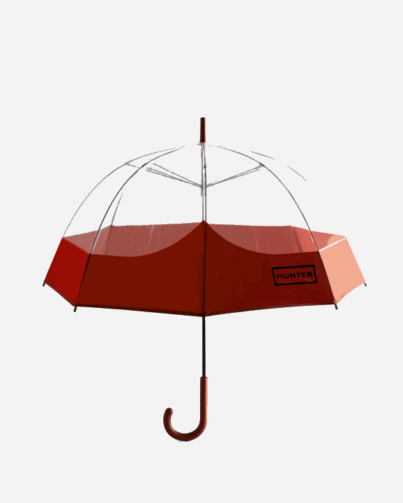 UK Hunter Men Transparent Moustache Bubble Umbrella Military Red 28BV393