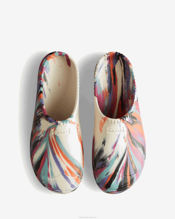 UK Hunter Men In/Out Bloom Clogs White Marble/White Willow 28BV136