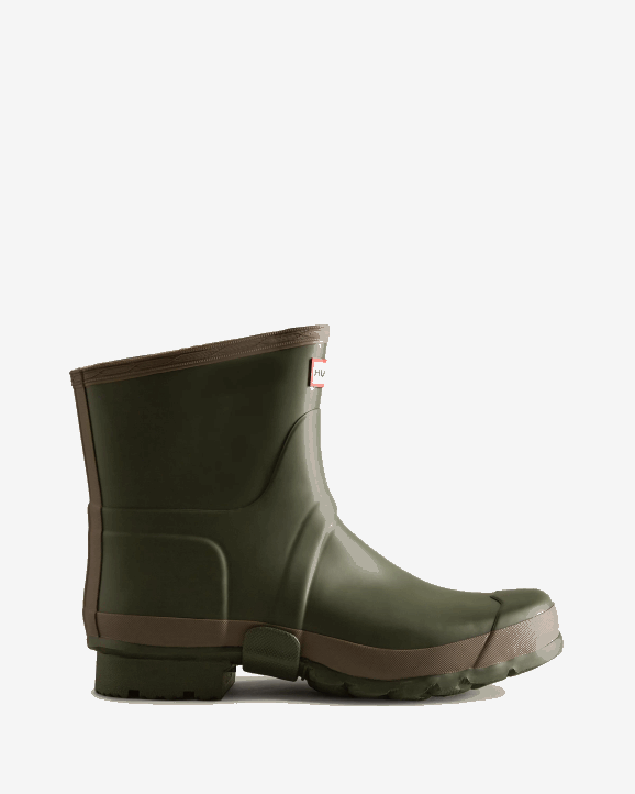 UK Hunter Men Gardener Short Rain Boots Dark Olive/Clay 28BV519