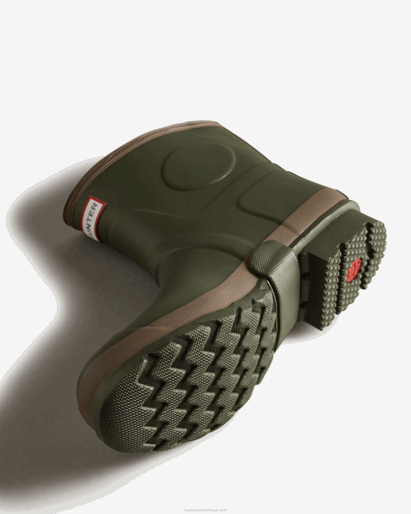 UK Hunter Men Gardener Short Rain Boots Dark Olive/Clay 28BV519