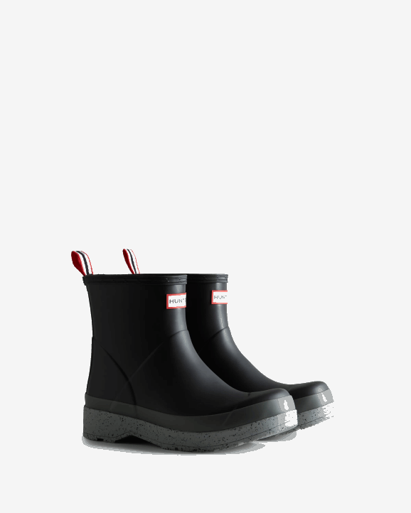 UK Hunter Men Original Play Short Speckle Rain Boots Black/Urban Grey 28BV596