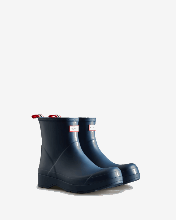 UK Hunter Men Play Short Rain Boots Kerhuelen Navy 28BV553