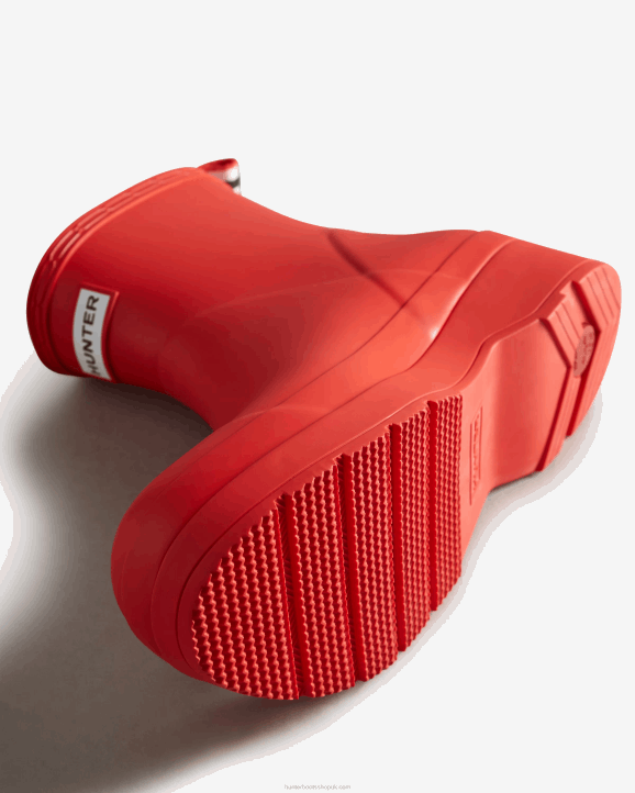 UK Hunter Men Play Short Rain Boots Logo Red 28BV526