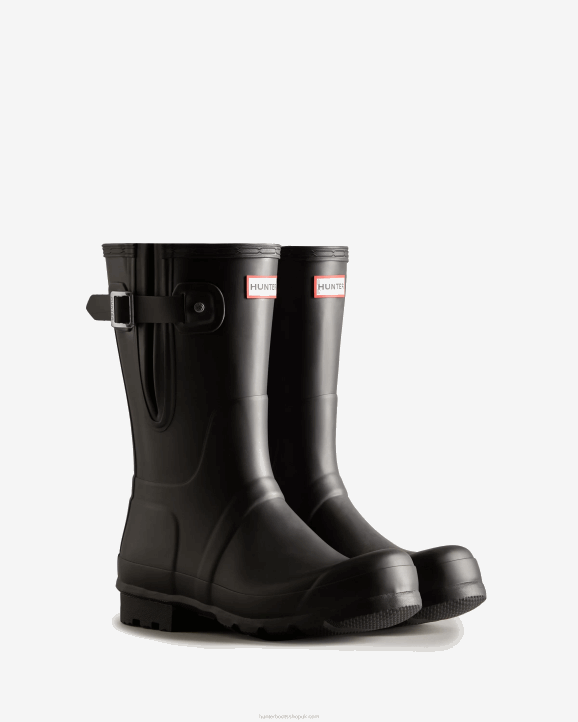 UK Hunter Men Short Side Adjustable Rain Boots Black 28BV548