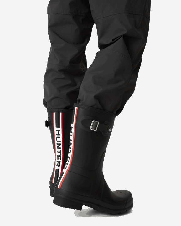 UK Hunter Men Tri-Colour Logo Backstrap Short Rain Boots Black 28BV549