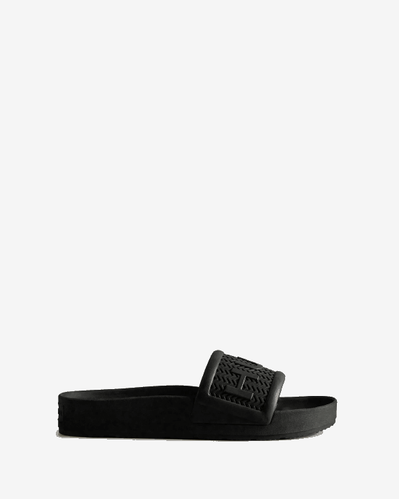 UK Hunter Men Bloom Slides Black 28BV566