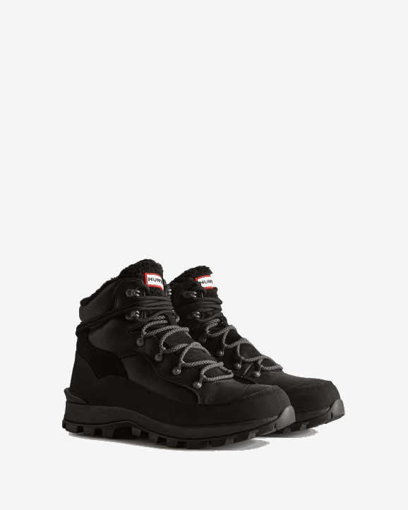 UK Hunter Men Explorer Insulated Lace-Up Leather Commando Boots Black 28BV537