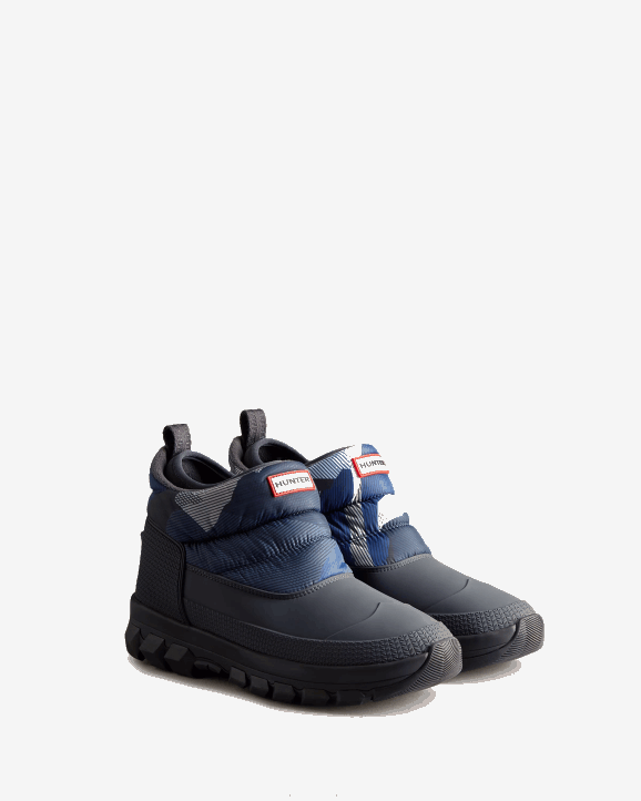 UK Hunter Men Insulated Ankle Snow Boots Glacial Cliff Black Ice Print 28BV594