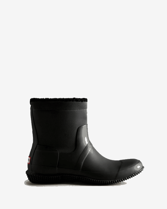 UK Hunter Men Insulated Roll Top Vegan Shearling Boots Black 28BV592