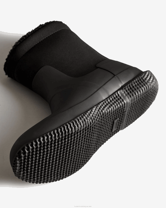 UK Hunter Men Insulated Roll Top Vegan Shearling Boots Black 28BV592