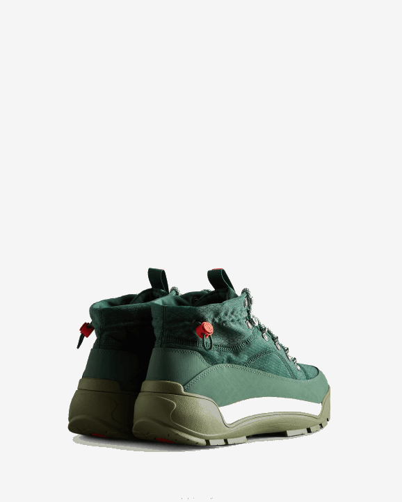 UK Hunter Men Travel Explorer Lace-Up Commando Boots Thicket Green/Shaded White/Linear Rainbow 28BV577