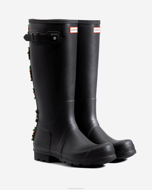UK Hunter Men club bum Hunter Backstrap Tall Rain Boots Black 28BV560