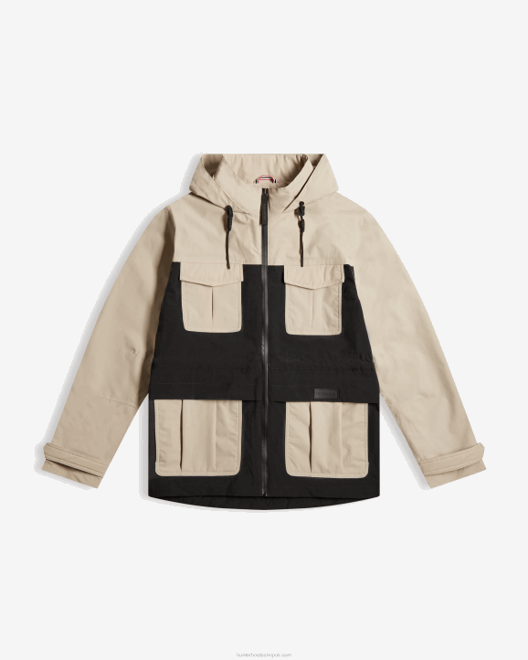 UK Hunter Men Explorer Recycled Nylon Jacket Skimming Stone/Hunter Black 28BV600