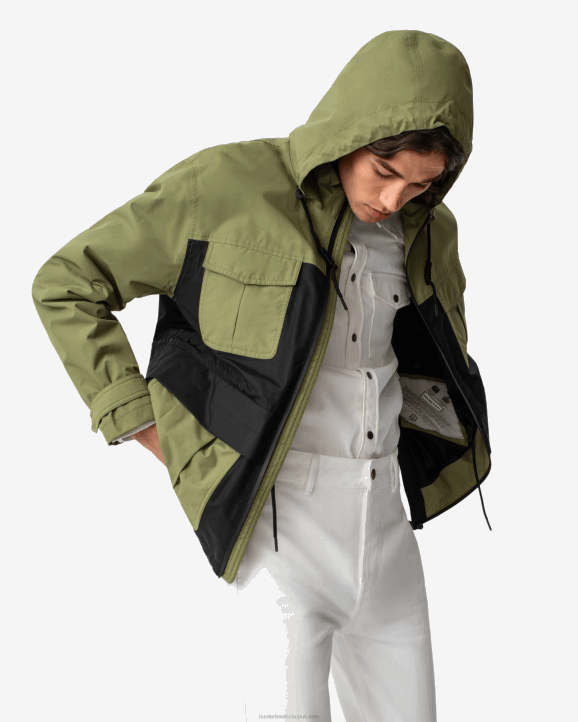 UK Hunter Men Explorer Recycled Nylon Jacket Utility Green/Black 28BV614