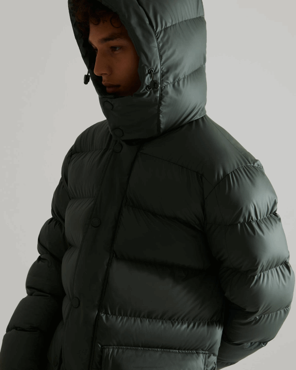 UK Hunter Men Insulated Rubberized Puffer Coat Arctic Moss Green 28BV615