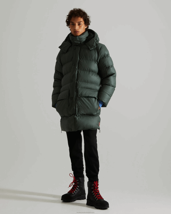 UK Hunter Men Insulated Rubberized Puffer Coat Arctic Moss Green 28BV615