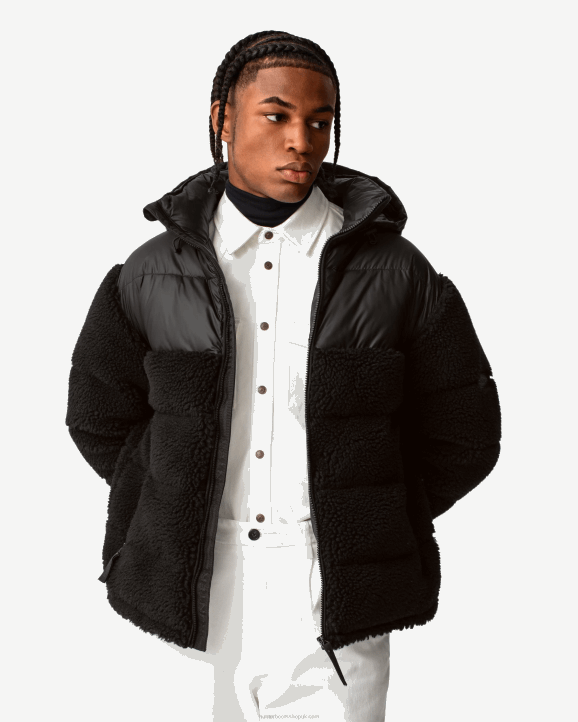 UK Hunter Men Wanderer Vegan Shearling Insulated Mid Puffer Jacket Hunter Black 28BV613