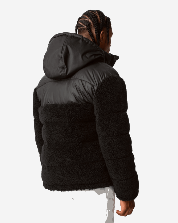 UK Hunter Men Wanderer Vegan Shearling Insulated Mid Puffer Jacket Hunter Black 28BV613