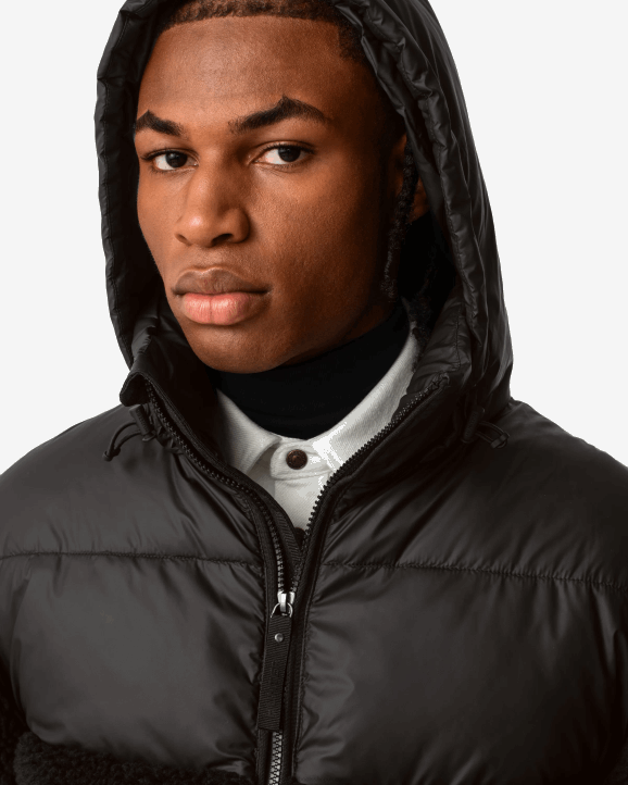 UK Hunter Men Wanderer Vegan Shearling Insulated Mid Puffer Jacket Hunter Black 28BV613