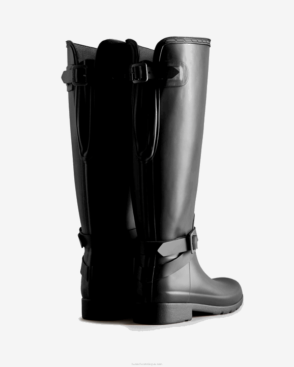 UK Hunter Women Refined Slim Fit Adjustable Tall Rain Boots Black 28BV94