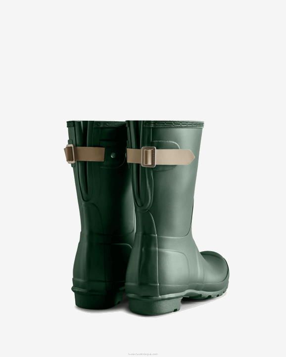 UK Hunter Women Short Back Adjustable Rain Boots Thicket Green/Skimming Stone 28BV25