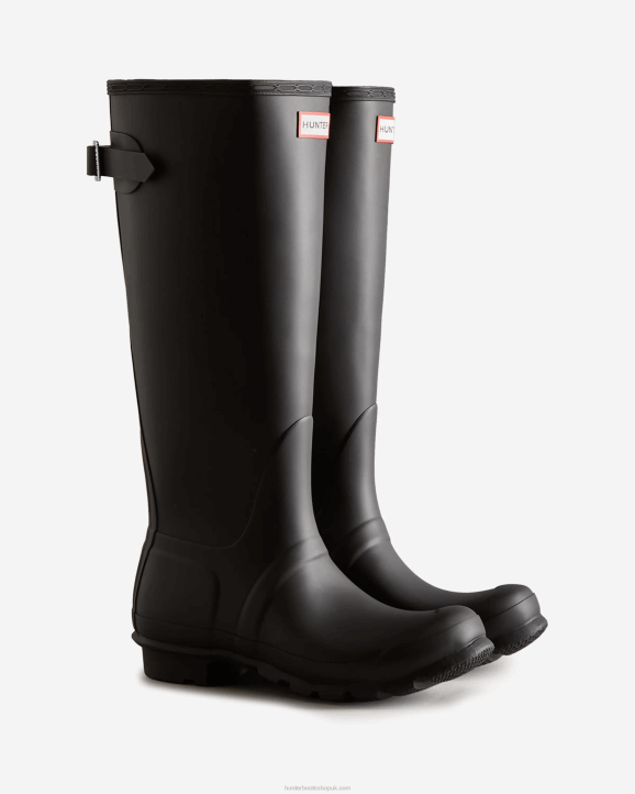 UK Hunter Women Tall Back Adjustable Rain Boots Black 28BV63