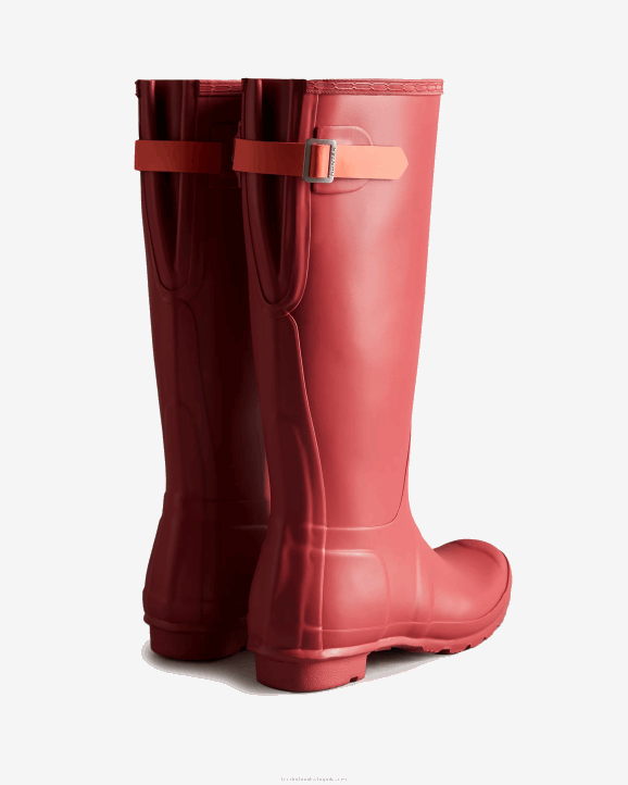 UK Hunter Women Tall Back Adjustable Rain Boots Glenmore Rose/Sun-Cup Orange 28BV190