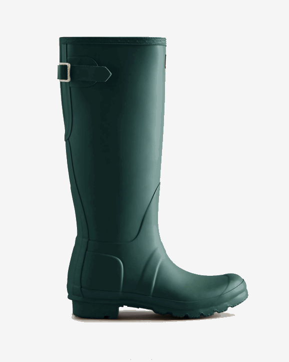 UK Hunter Women Tall Back Adjustable Rain Boots Green Jasper 28BV189