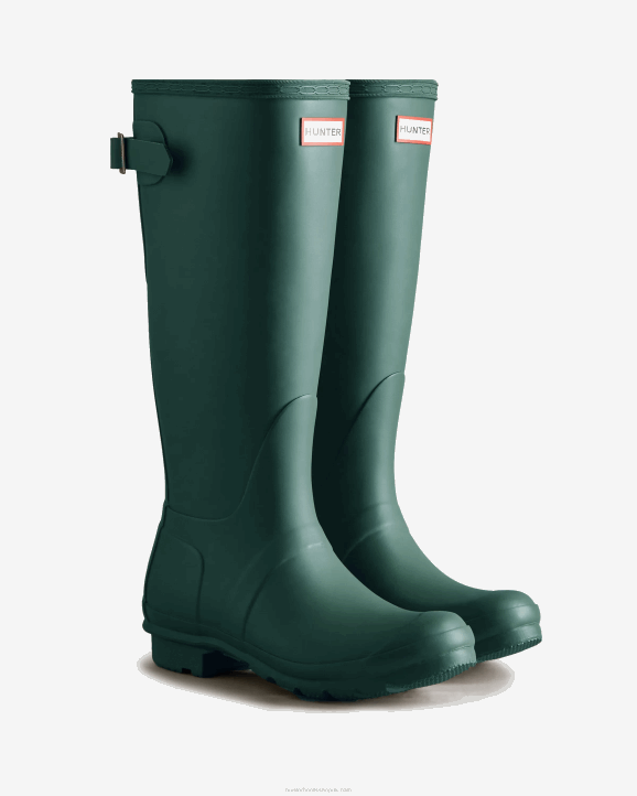 UK Hunter Women Tall Back Adjustable Rain Boots Green Jasper 28BV189