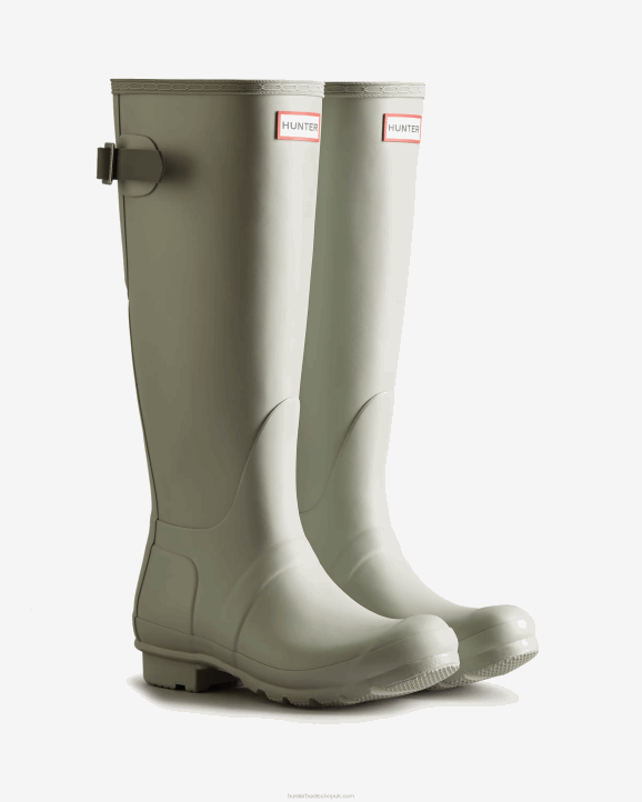 UK Hunter Women Tall Back Adjustable Rain Boots Ice Grey/Urban Grey 28BV191